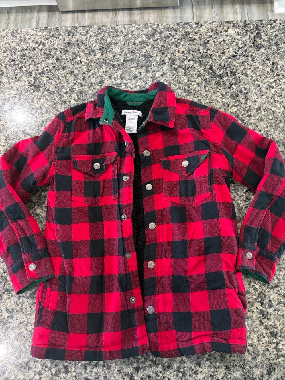 Tommy Bahama Red & Black Plaid Kids Button-Down Shirt Jacket